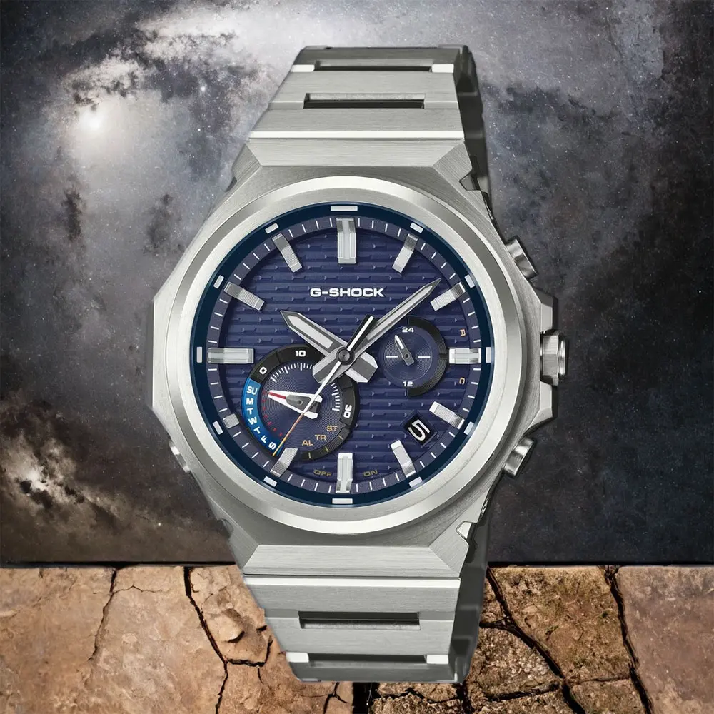 CASIO 卡西歐G-SHOCK 金屬太陽能藍芽手錶-藍錶盤 送禮 禮物 推薦(GST-B1000D-2A)