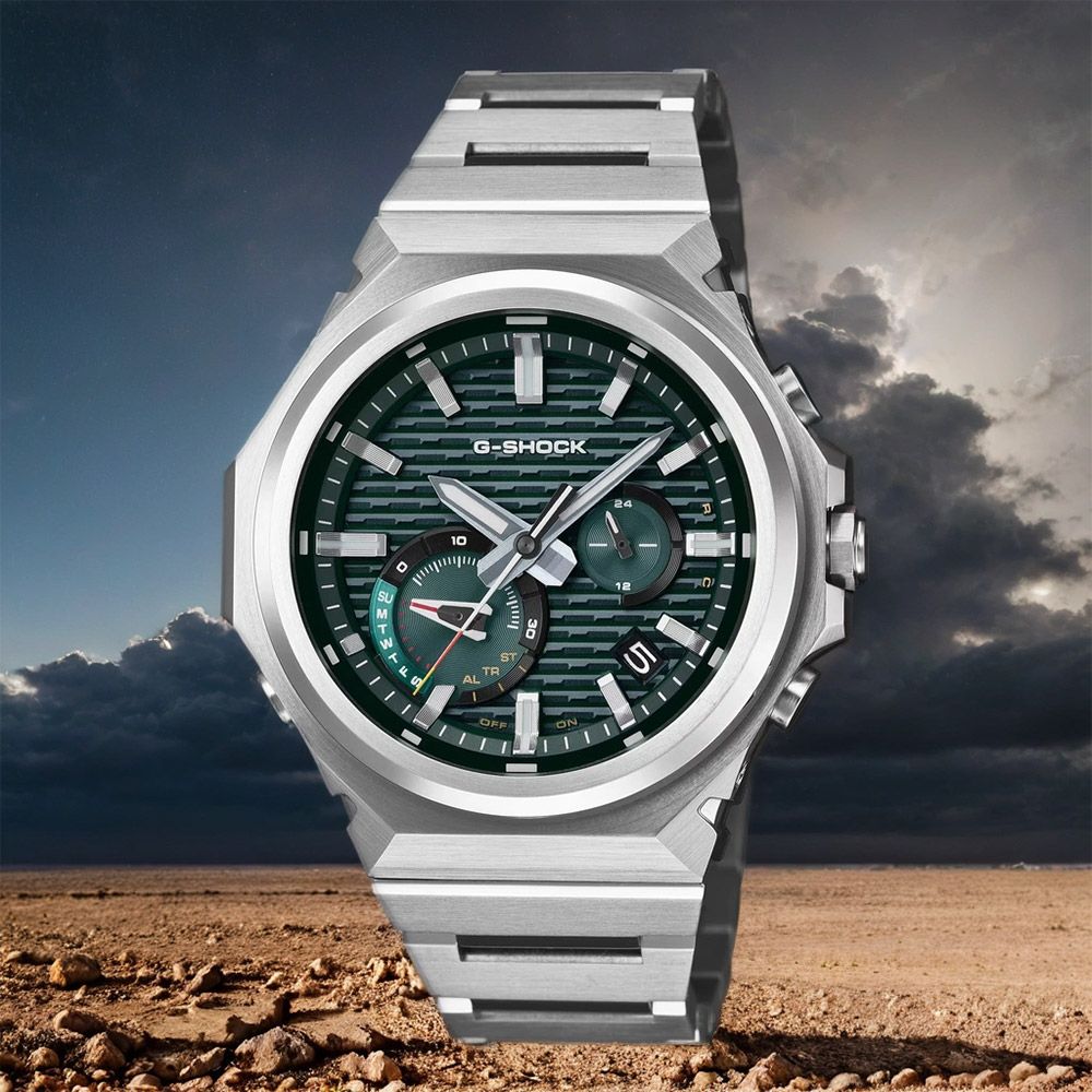 CASIO 卡西歐 G-SHOCK 金屬太陽能藍芽手錶-綠錶盤 送禮 禮物 推薦(GST-B1000D-3A)