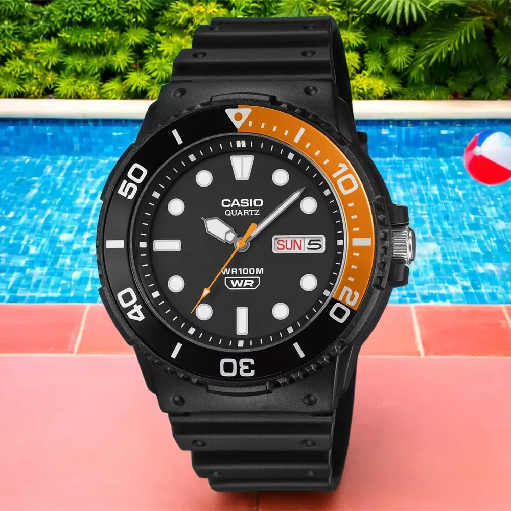 CASIO 卡西歐 學生錶 潛水運動風手錶-橘x黑 考試手錶 送禮 禮物 推薦(MRW-230H-1E4V)
