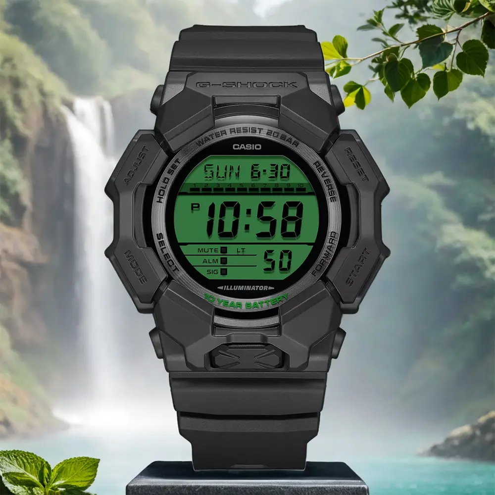 CASIO 卡西歐 G-SHOCK 經典黑與電光綠 10年電力大螢幕電子錶 學生錶 送禮 禮物 推薦(GD-010BEG-1)