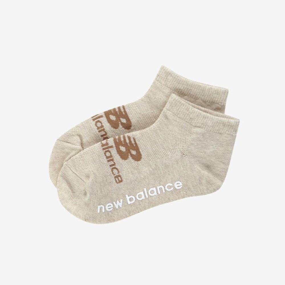 韓國 New Balance 童襪 大童16-22 Logo網眼短襪/ 米色/ 預購 20 cm