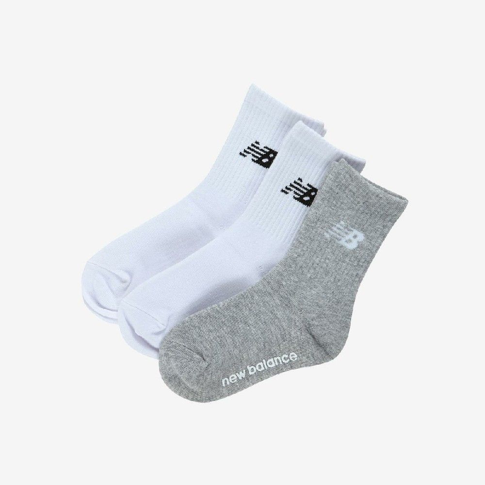 韓國 New Balance 童襪 大童16-23.5 三入一組基本款膝下襪/ 淺灰色/ 預購 20 cm