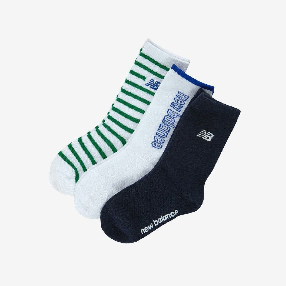 韓國 New Balance 童襪 大童16-22 三入一組配色長襪禮盒/ 藍色/ 預購 20 cm