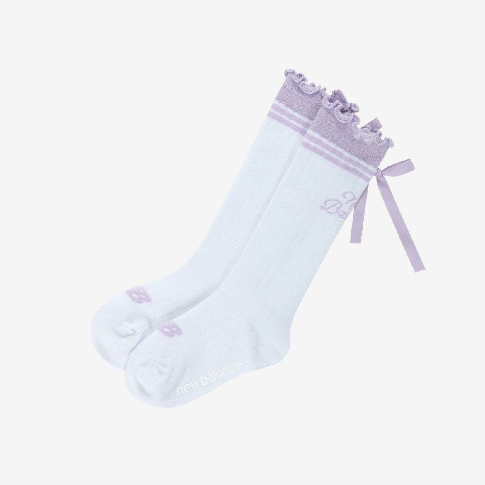 韓國 New Balance 童襪 大童16-22 女童蝴蝶結膝下襪/ 粉紫色/ 預購 20 cm