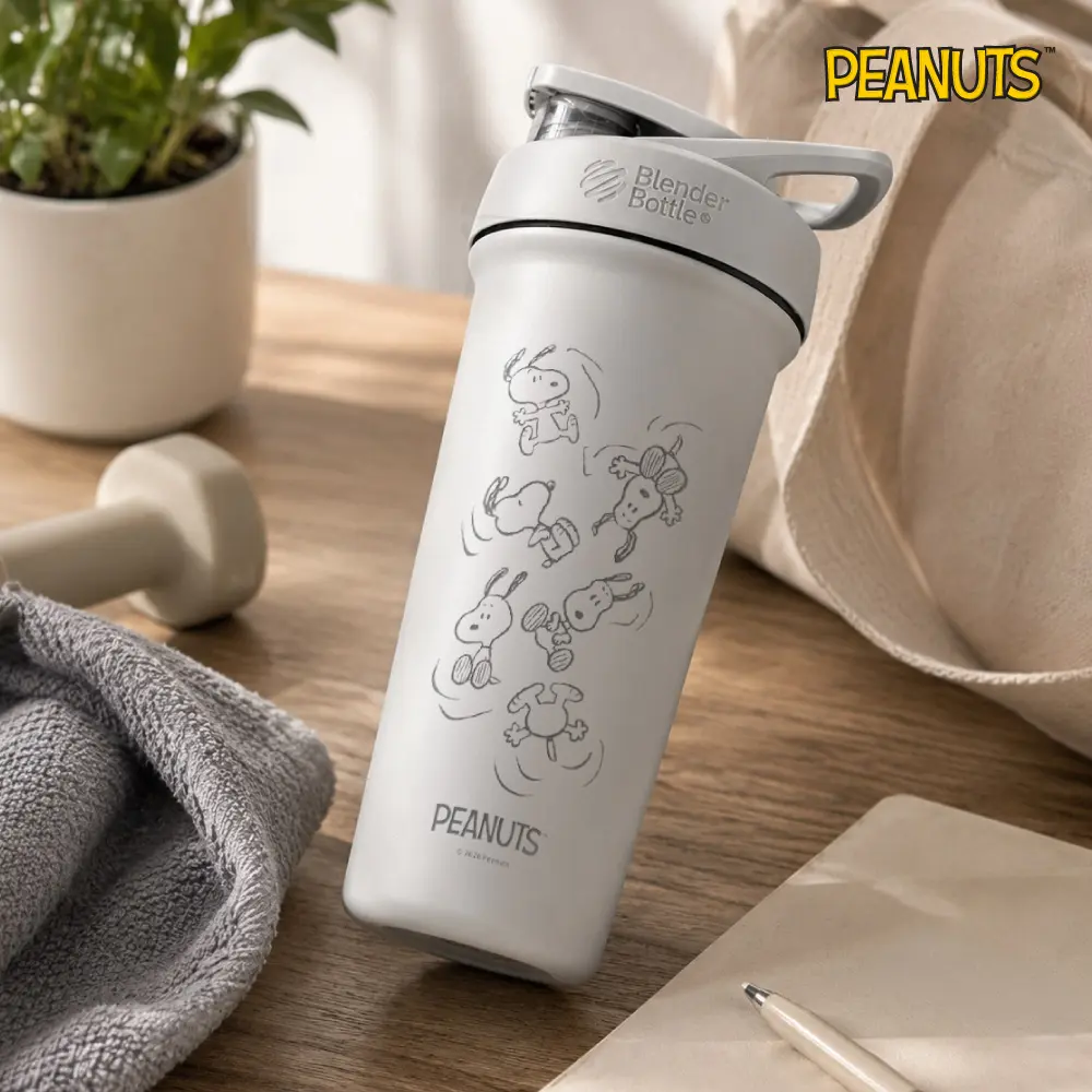 BlenderBottle Sleek按壓式不鏽鋼水壺/ 史努比SNOOPY/ 大風吹/ 25oz/ 740ml
