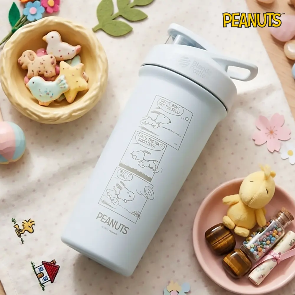 BlenderBottle Sleek按壓式不鏽鋼水壺/ 史努比SNOOPY/ 公園放電日/ 25oz/ 740ml