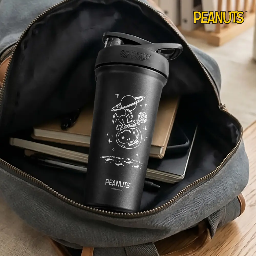 BlenderBottle Sleek按壓式不鏽鋼水壺/ 史努比SNOOPY/ 太空飄移/ 25oz/ 740ml