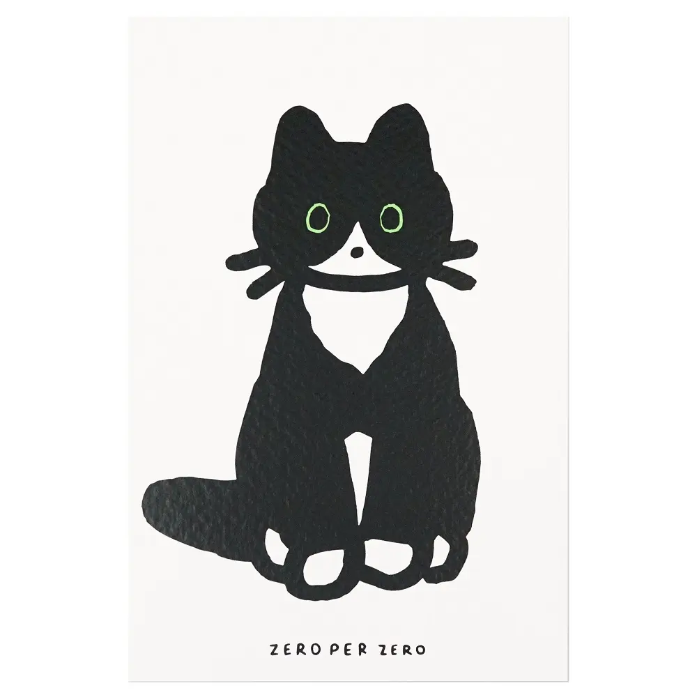 韓國ZERO PER ZERO Silkscreen 明信片/ Tuxedo Cat