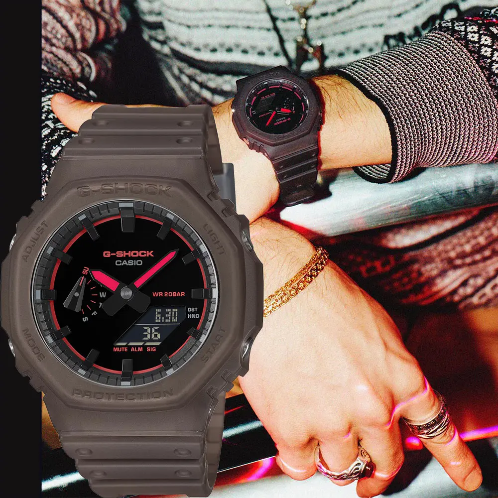 CASIO 卡西歐 G-SHOCK 霓光節奏八角雙顯手錶 電子錶 送禮 禮物 推薦(GA-2100K-5A)
