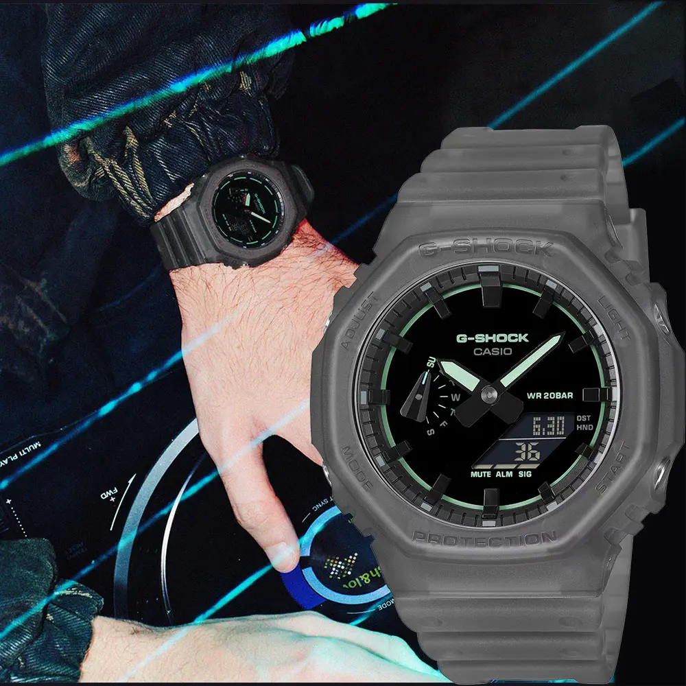 CASIO 卡西歐 G-SHOCK 霓光節奏八角雙顯手錶 電子錶 送禮 禮物 推薦(GA-2100K-1A)