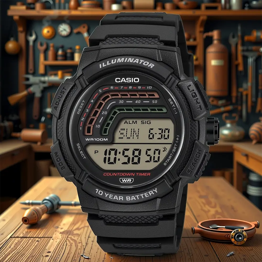 CASIO 卡西歐 復古風大顯示幕手錶 電子錶-黑 過年送禮 禮物 推薦(WS-1800-1AV)