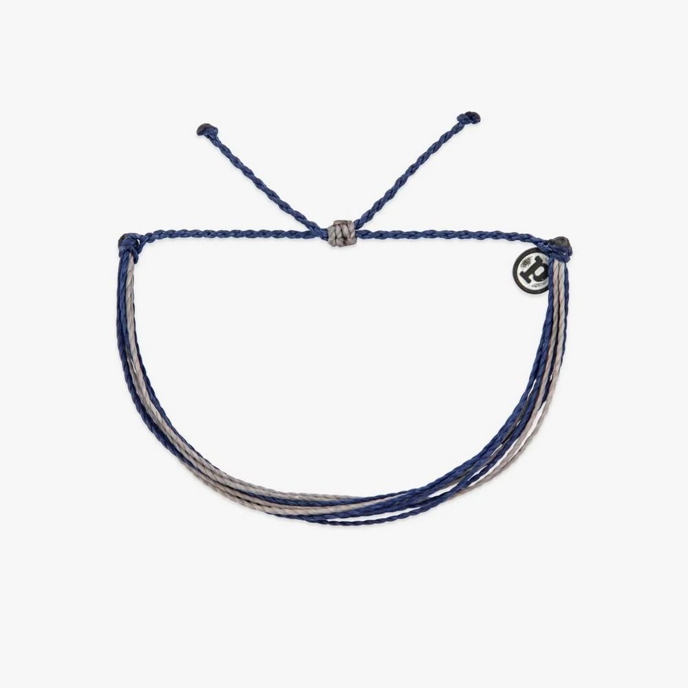 Pura Vida 美國手工 NAVY & GREY 海軍藍與灰素線防水蠟線可調式衝浪手環