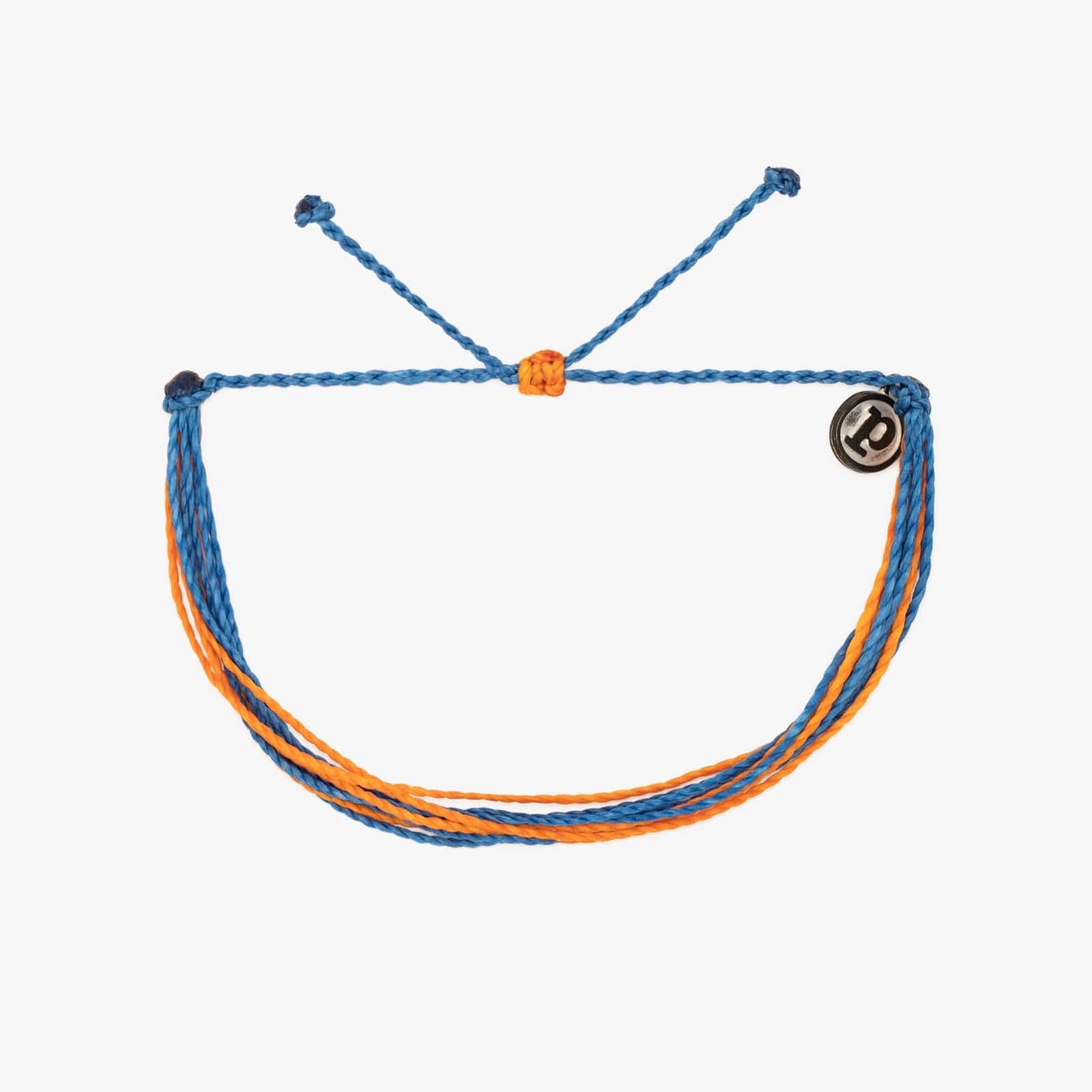 Pura Vida 美國手工 BLUE & ORANGE 藍橘素線防水蠟線可調式衝浪手環
