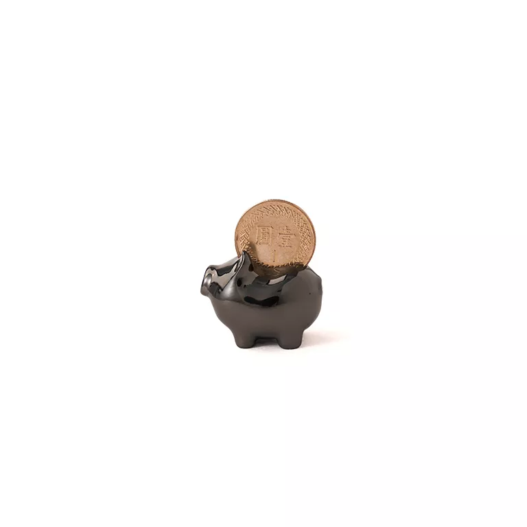 金豬擺飾/ 叁/ 3cm/ 亮鎳黑