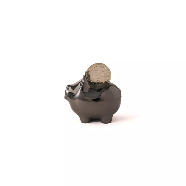 金豬擺飾/ 伍/ 5cm/ 亮鎳黑