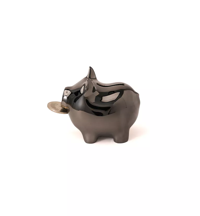 金豬擺飾/ 捌/ 8cm/ 亮鎳黑