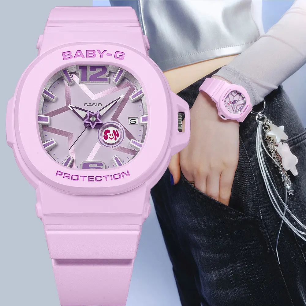 CASIO 卡西歐 BABY-G Y3K 未來風太空星星指針女錶-粉紅 手錶 送禮 禮物 推薦(BGA-10D-6A)