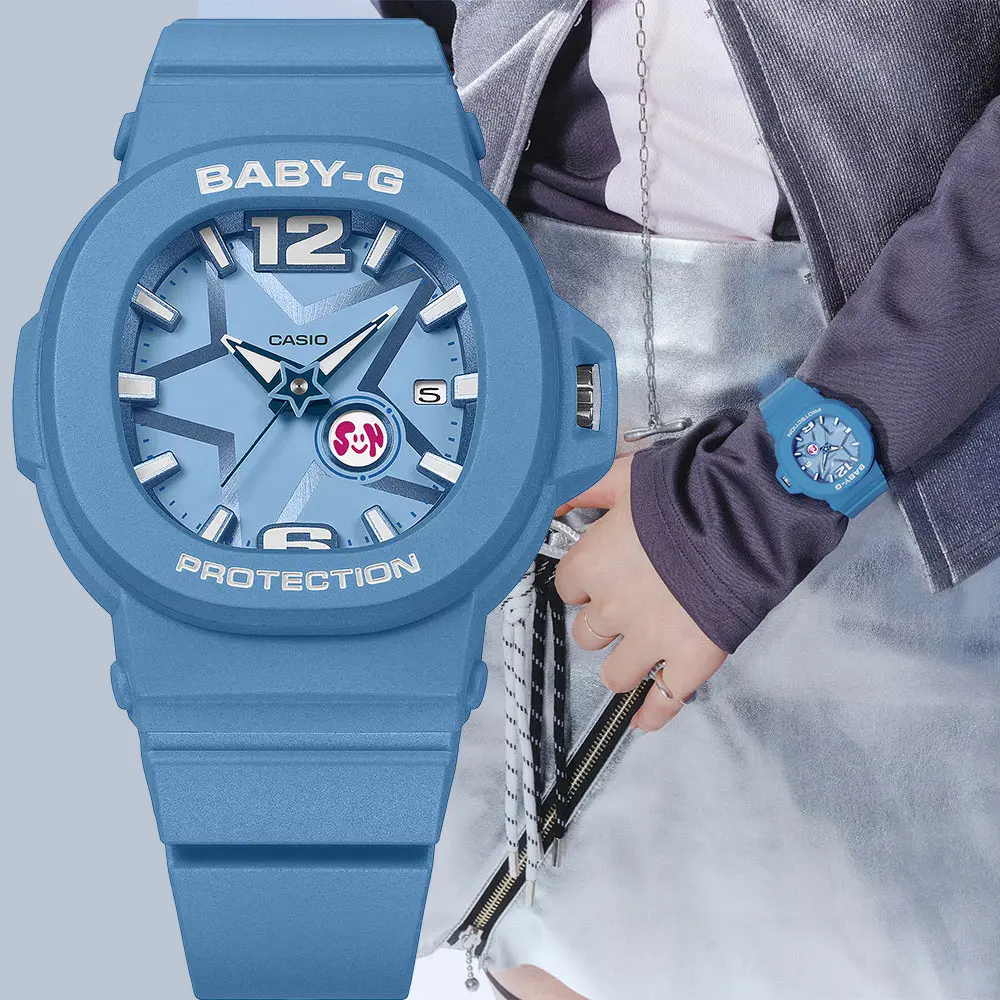 CASIO 卡西歐 BABY-G Y3K 未來風太空星星指針女錶-水藍 手錶 送禮 禮物 推薦(BGA-10D-2A2)