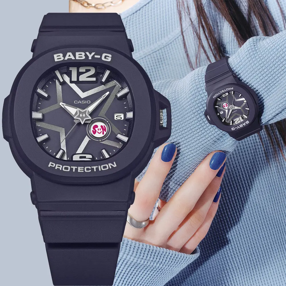 CASIO 卡西歐 BABY-G Y3K 未來風太空星星指針女錶-黑 手錶 送禮 禮物 推薦(BGA-10D-2A1)