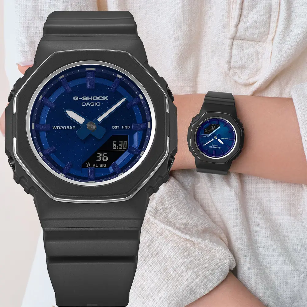 CASIO 卡西歐 G-SHOCK 八角時尚青金岩色雙顯手錶 電子錶 女錶 送禮 禮物 推薦(GMA-P2110SC-2A)