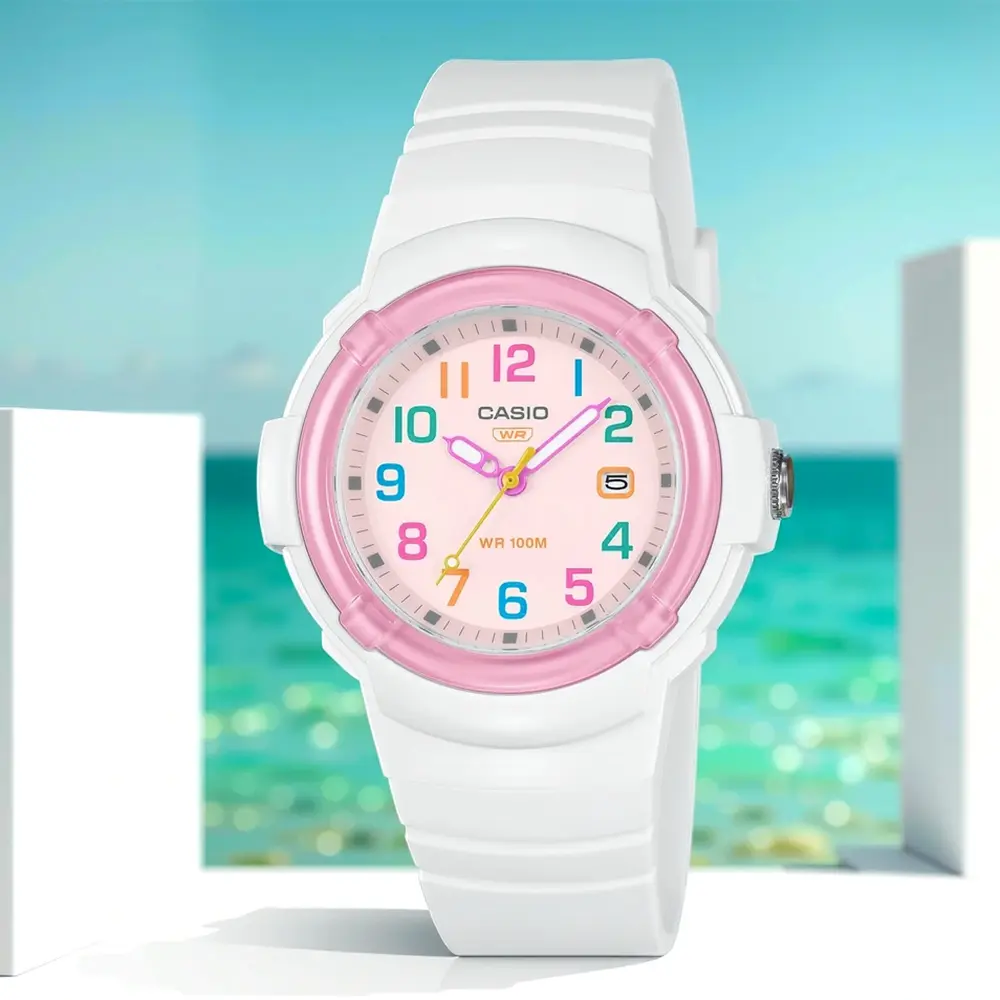 CASIO 卡西歐 繽紛糖果風 數字指針手錶-粉紅圈 學生錶 考試錶 禮物 送禮 推薦(LX-800H-7A1V)