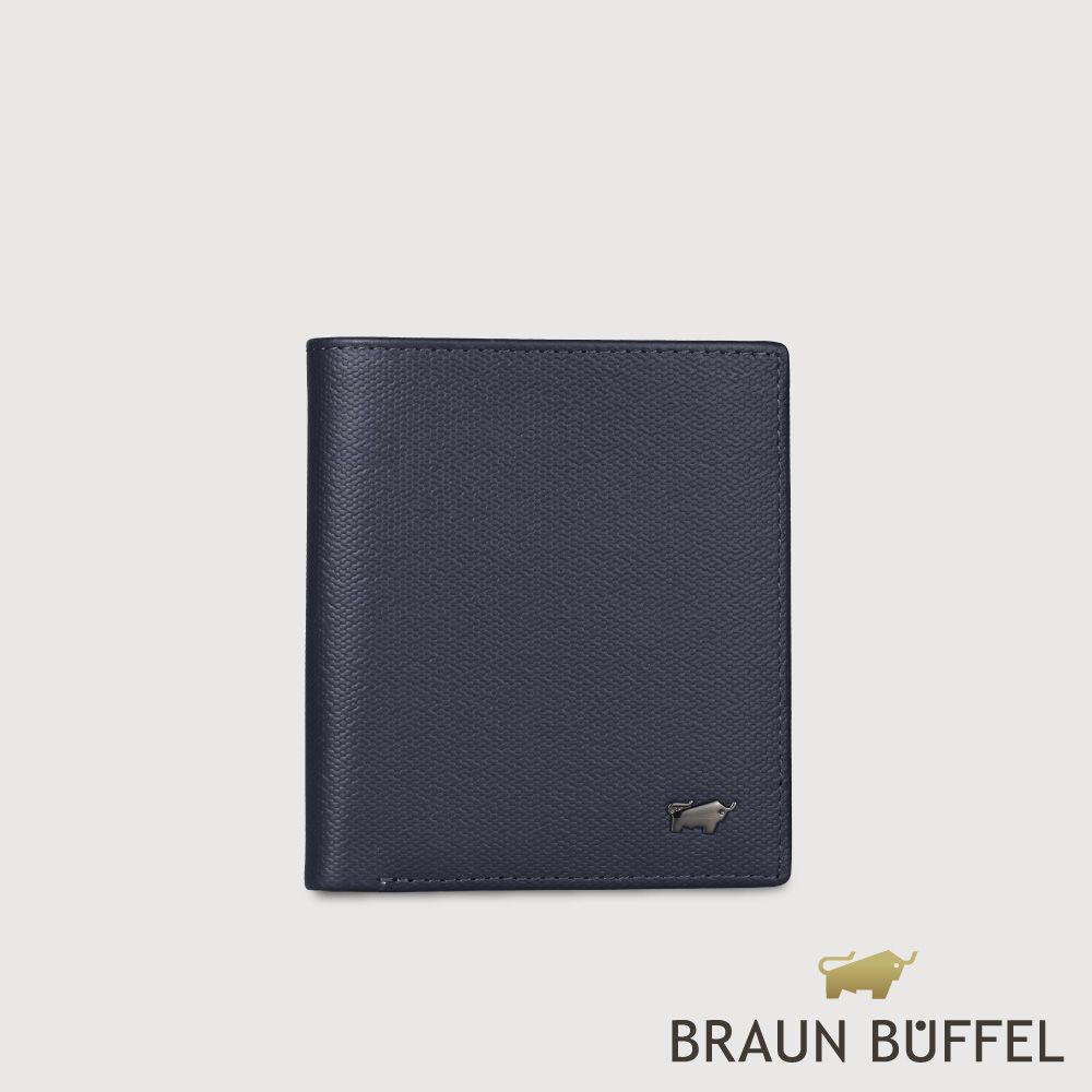 【BRAUN BUFFEL 德國小金牛】台灣總代理 安德勒-1 6卡直立短夾-深藍/BF531-306-DB