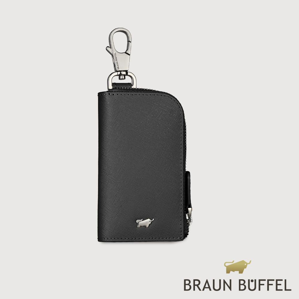 【BRAUN BUFFEL 德國小金牛】台灣總代理 亞當 汽車鑰匙包-黑色/BF504-104-BK