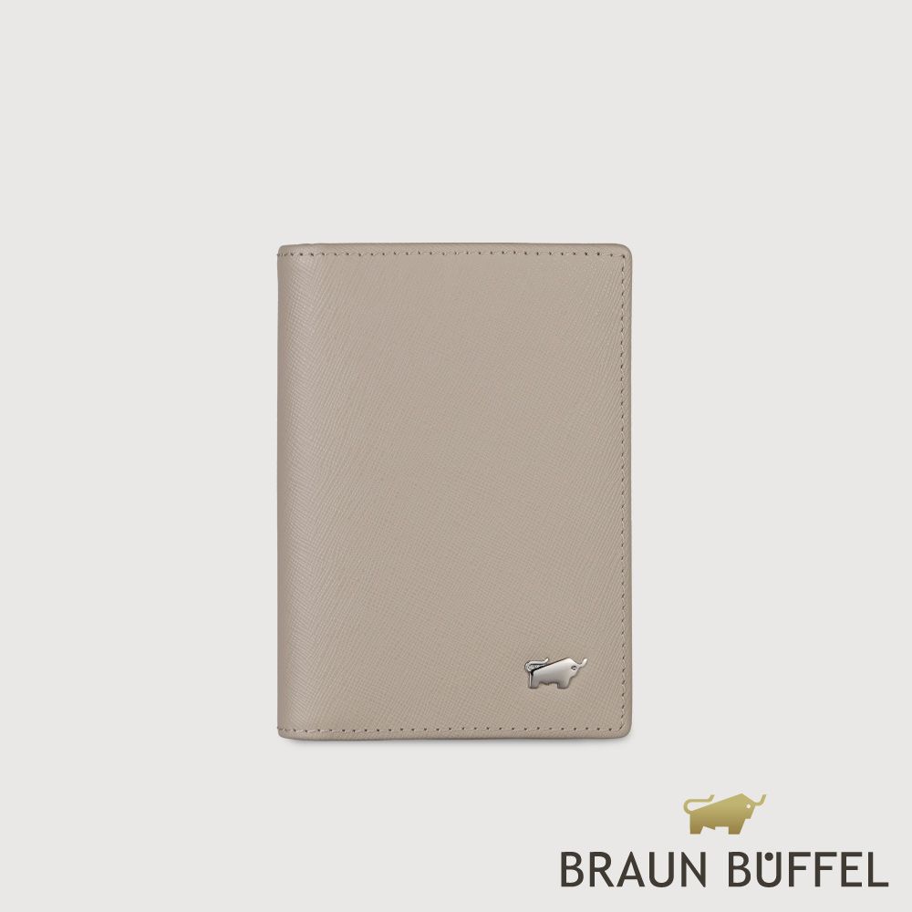 【BRAUN BUFFEL 德國小金牛】台灣總代理 亞當 厚型名片夾-杏色/BF504-140-HM