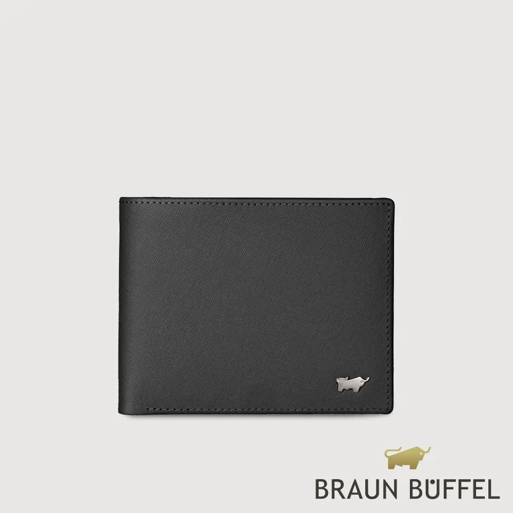 【BRAUN BUFFEL 德國小金牛】台灣總代理 亞當 8卡男夾-黑色/BF504-313-BK