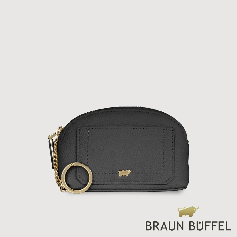 【BRAUN BUFFEL 德國小金牛】台灣總代理 珍妮絲 拉鍊零錢包-黑色/BF840-161A-BK