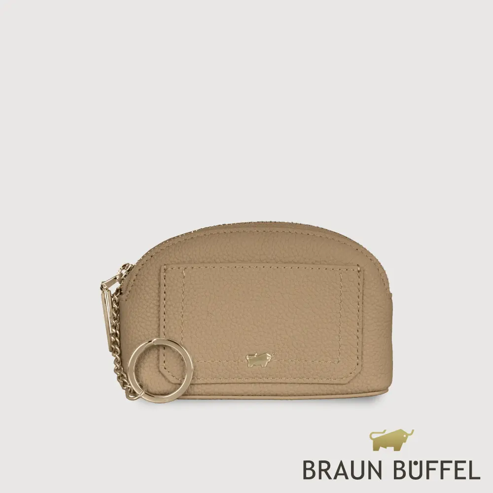 【BRAUN BUFFEL 德國小金牛】台灣總代理 珍妮絲 拉鍊零錢包-奶茶棕/BF840-161A-SVM