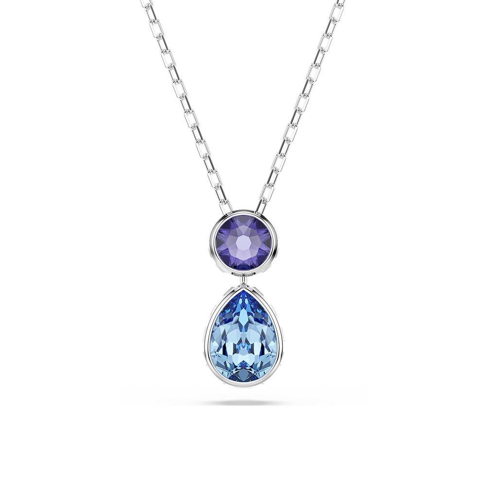 SWAROVSKI 施華洛世奇 Chroma 紫圓與藍水滴 雙色水晶項鍊 送禮 禮物 推薦(5738473)