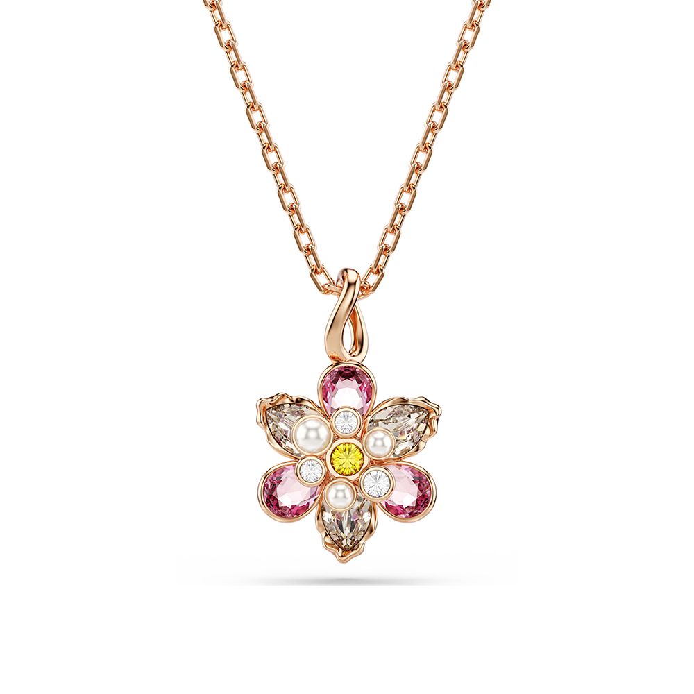 SWAROVSKI 施華洛世奇 Idyllia 自然之美 花漾粉色系水晶項鍊-玫瑰金 送禮 禮物 推薦(5722102)