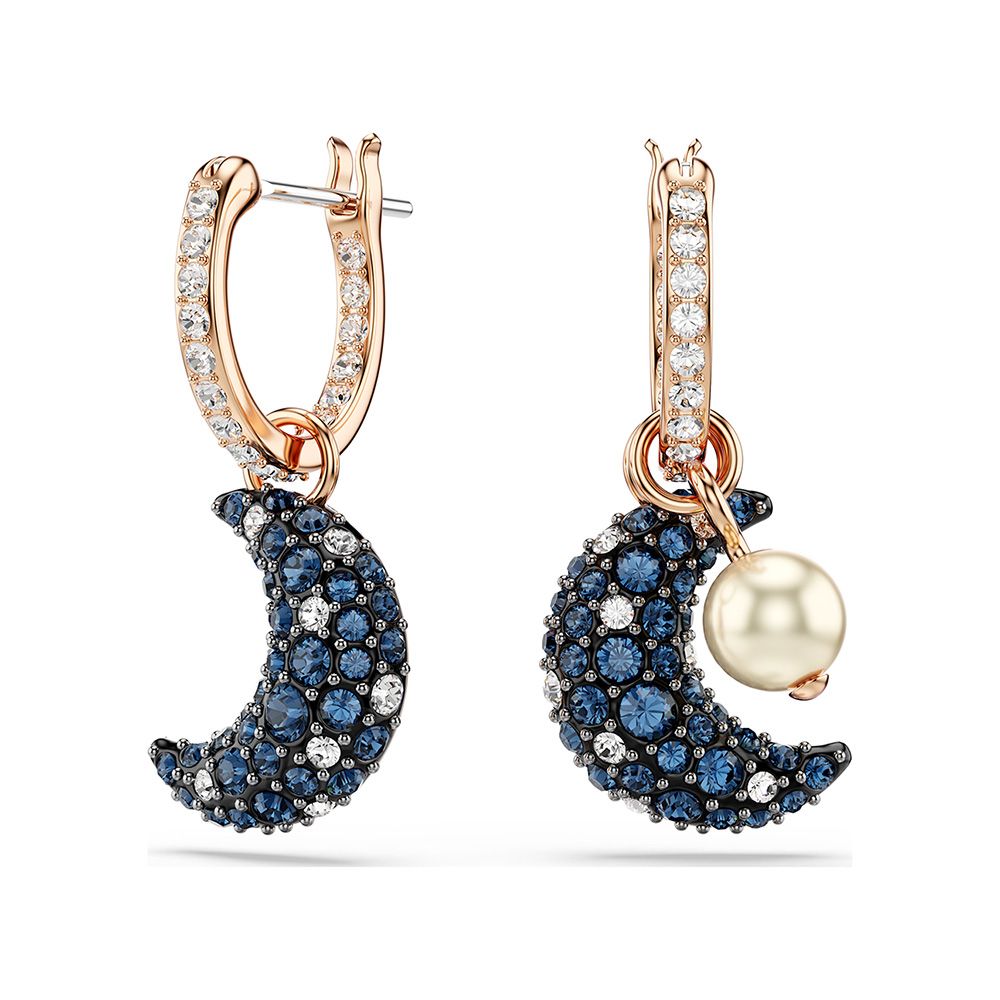SWAROVSKI 施華洛世奇 Sublima 月影垂光水晶珍珠耳環-玫瑰金 送禮 禮物 推薦(5671569)