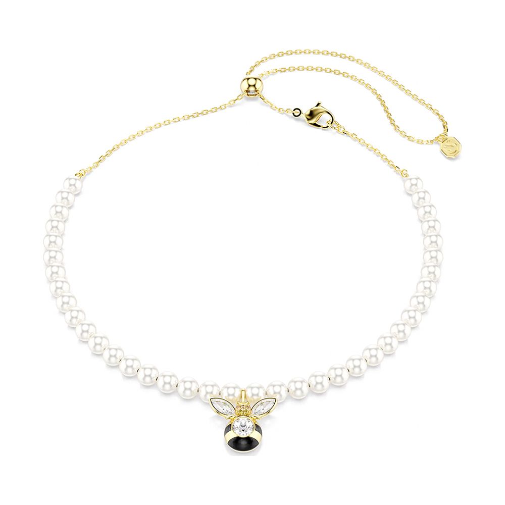 SWAROVSKI 施華洛世奇 Idyllia 可愛小蜜蜂水晶珍珠項鍊-金色 送禮 禮物 推薦(5742677)