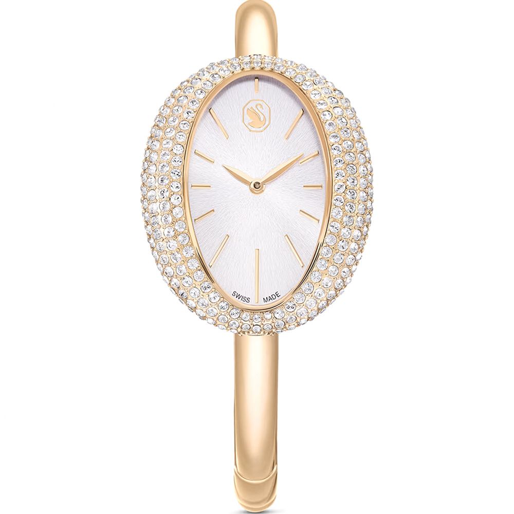 SWAROVSKI 施華洛世奇 Imber 璀璨水晶橢圓形手環式手錶 女錶-香檳金/35x28mm 送禮 禮物 推薦(5716108)
