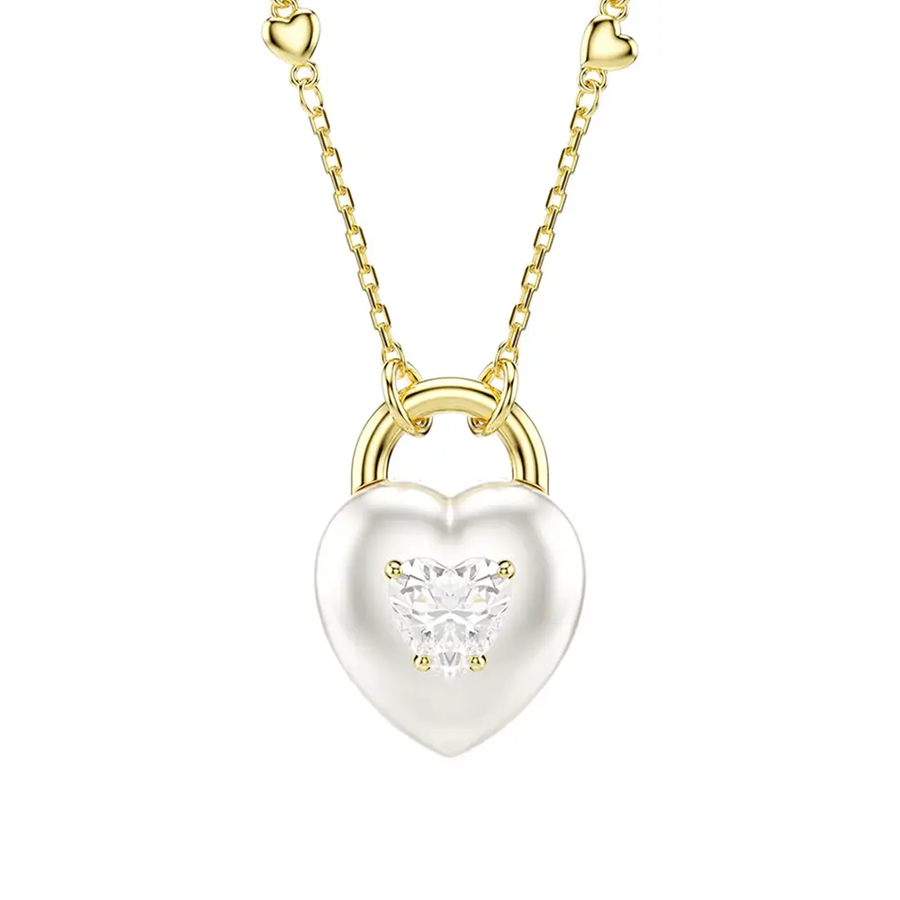 SWAROVSKI 施華洛世奇 Idyllia 愛情寶盒雙面心型項鍊-金色 送禮 禮物 推薦(5744127)