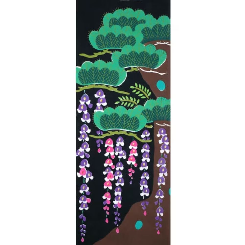 麻の葉注染手拭巾-歌舞伎舞台・藤娘
