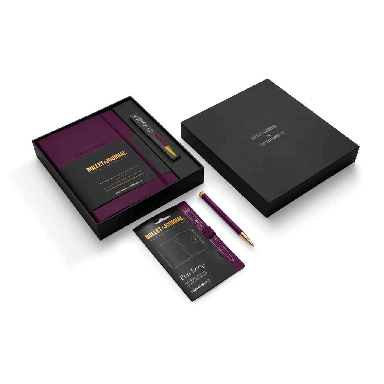 德國 LEUCHTTURM1917 限量版子彈筆記本禮盒/ A5/ 紫/ 附筆套及鋼珠筆一支