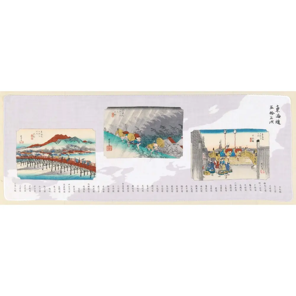京都山本仁二重紗毛巾-歌川廣重-日本橋