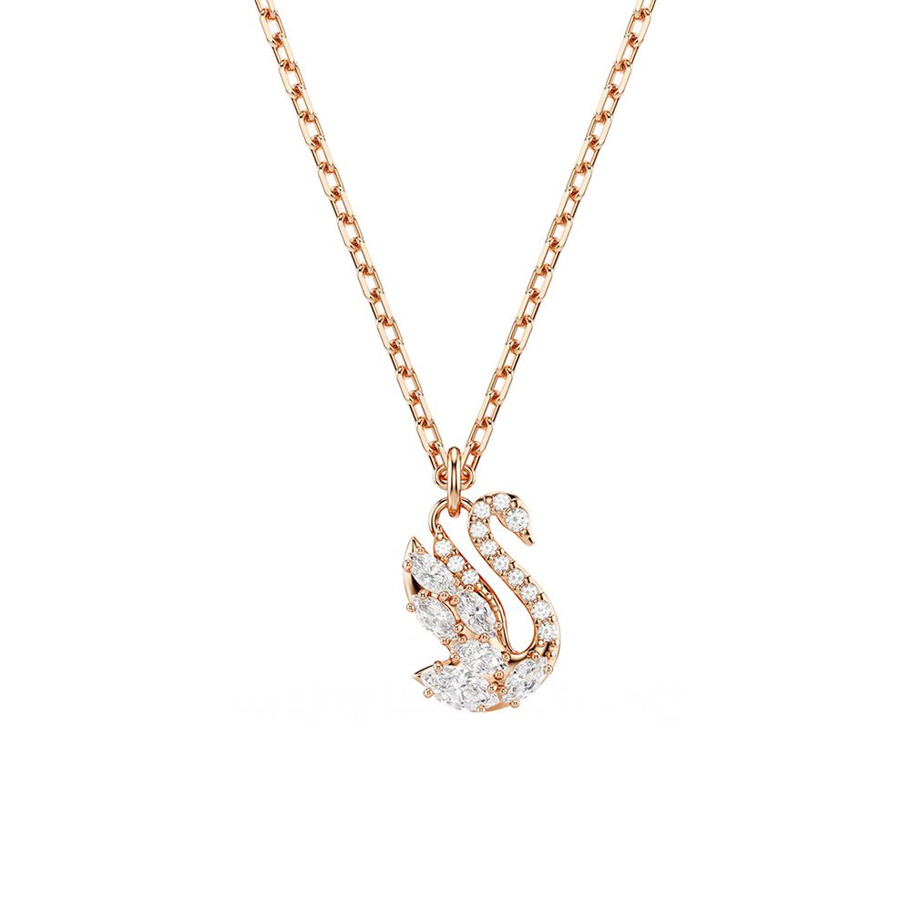 SWAROVSKI 施華洛世奇 Swan 優雅天鵝 白色鋯石項鍊-玫瑰金 送禮 禮物 推薦(5738203)