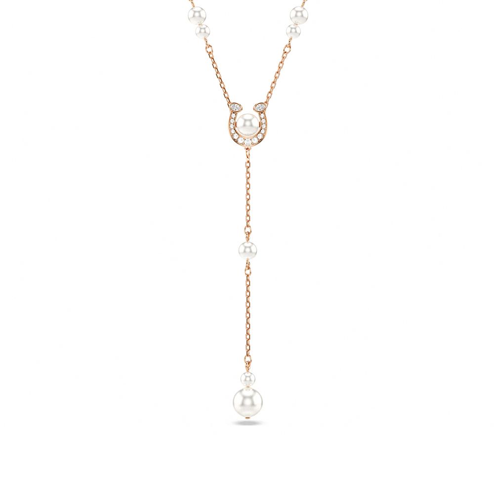 SWAROVSKI 施華洛世奇 Symbolica 馬蹄鐵珍珠水晶Y字形項鍊-玫瑰金 送禮 禮物 推薦((5741463)