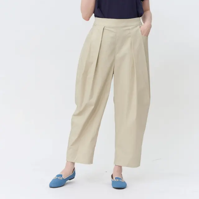 好我 so that's me  Ivan口袋打褶闊腿長褲/ 奶茶 FREE SIZE