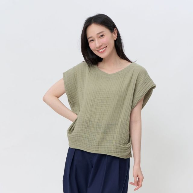 好我 so that's me Emma袖反摺三層棉上衣/抹茶綠 FREE SIZE