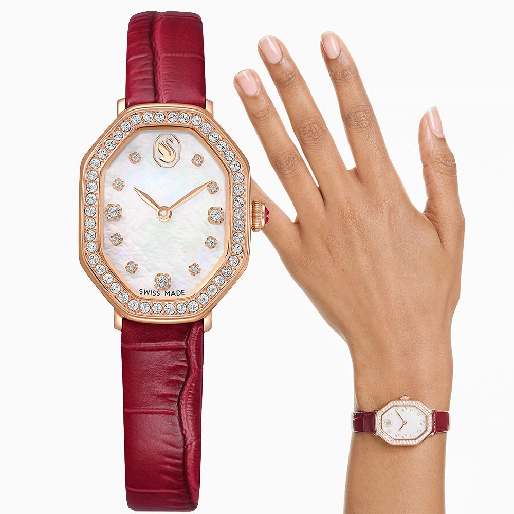 SWAROVSKI 施華洛世奇 Dextera 優雅珍珠貝水晶八角手錶 女錶-32 x 23mm 送禮 禮物 推薦(5730373)