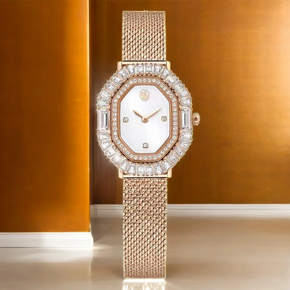 SWAROVSKI 施華洛世奇 Matrix 方形切割水晶八角米蘭帶手錶 女錶-玫瑰金 送禮 禮物 推薦(5732497)