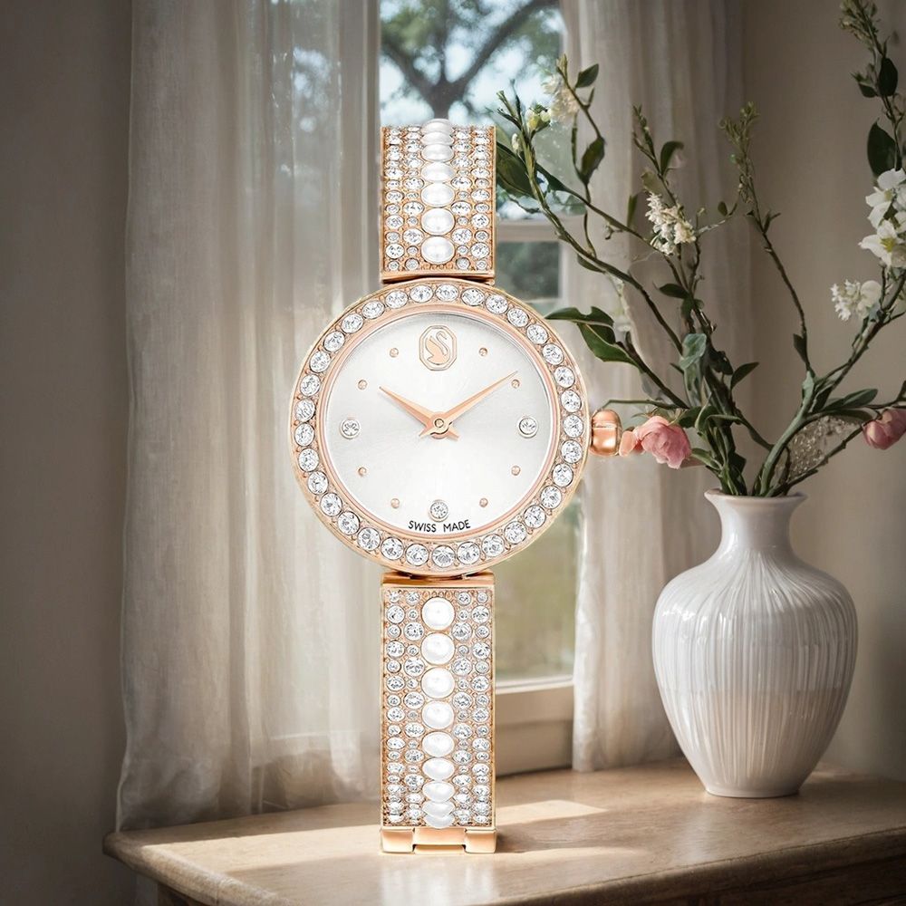 SWAROVSKI 施華洛世奇 Matrix Pearl 水晶珍珠手鐲式手錶 女錶-26mm 送禮 禮物 推薦(5705406)