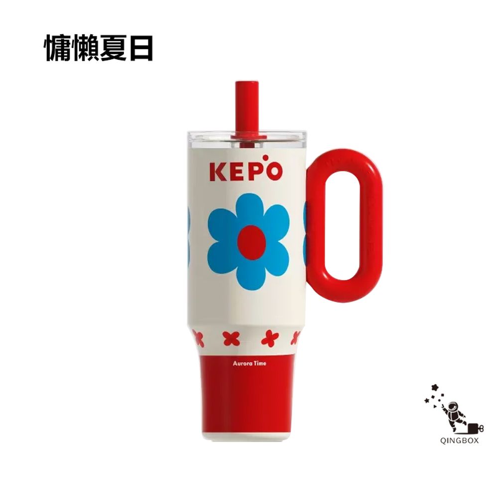 KEPO LQ 1200mL KC015 花園冰霸杯 吸管保溫杯 陶瓷款 慵懶夏日