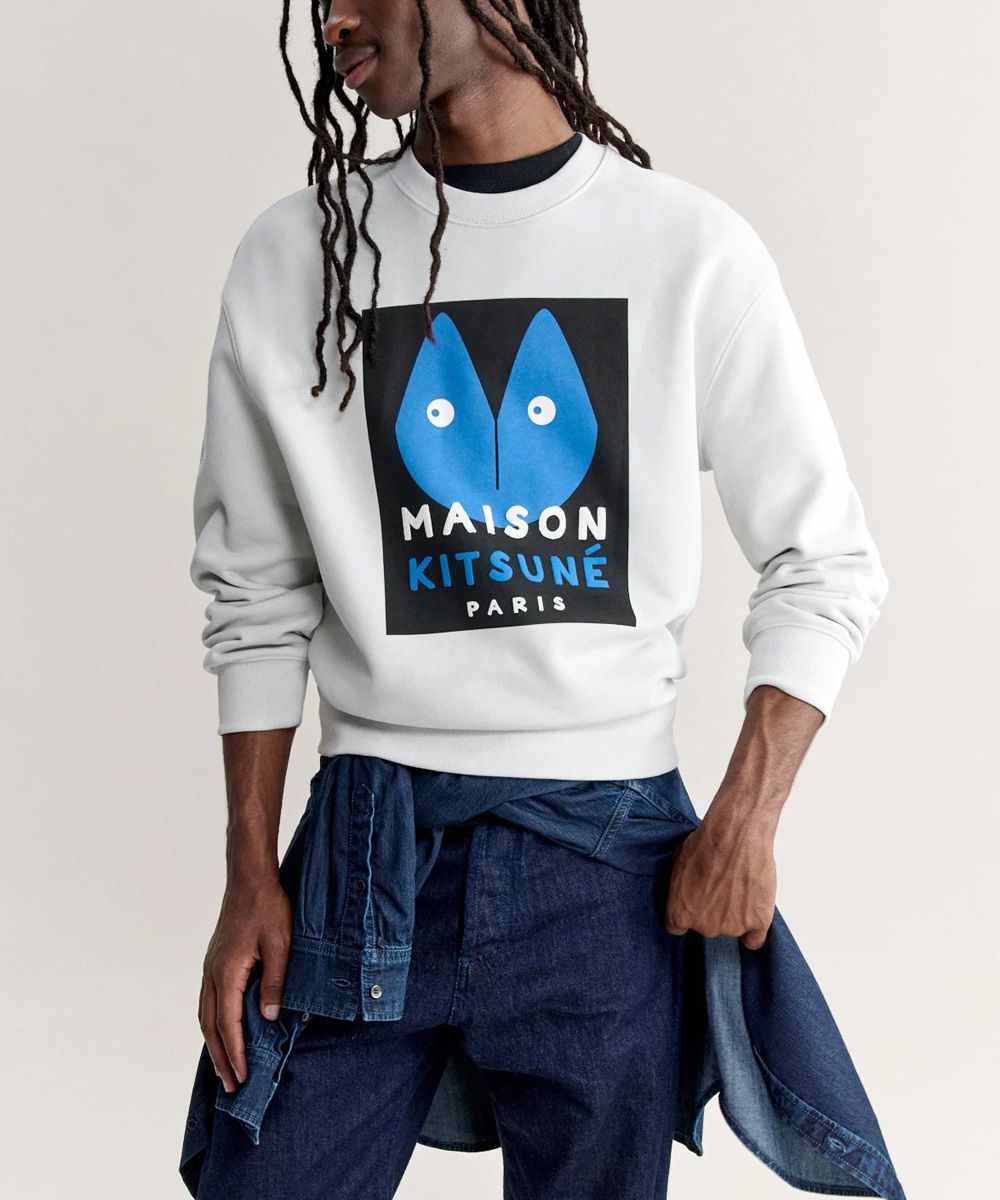 MAISON KITSUNÉ 雲舞白幸運餅乾狐狸LOGO舒適大學TEE/中性/男裝/ XS
