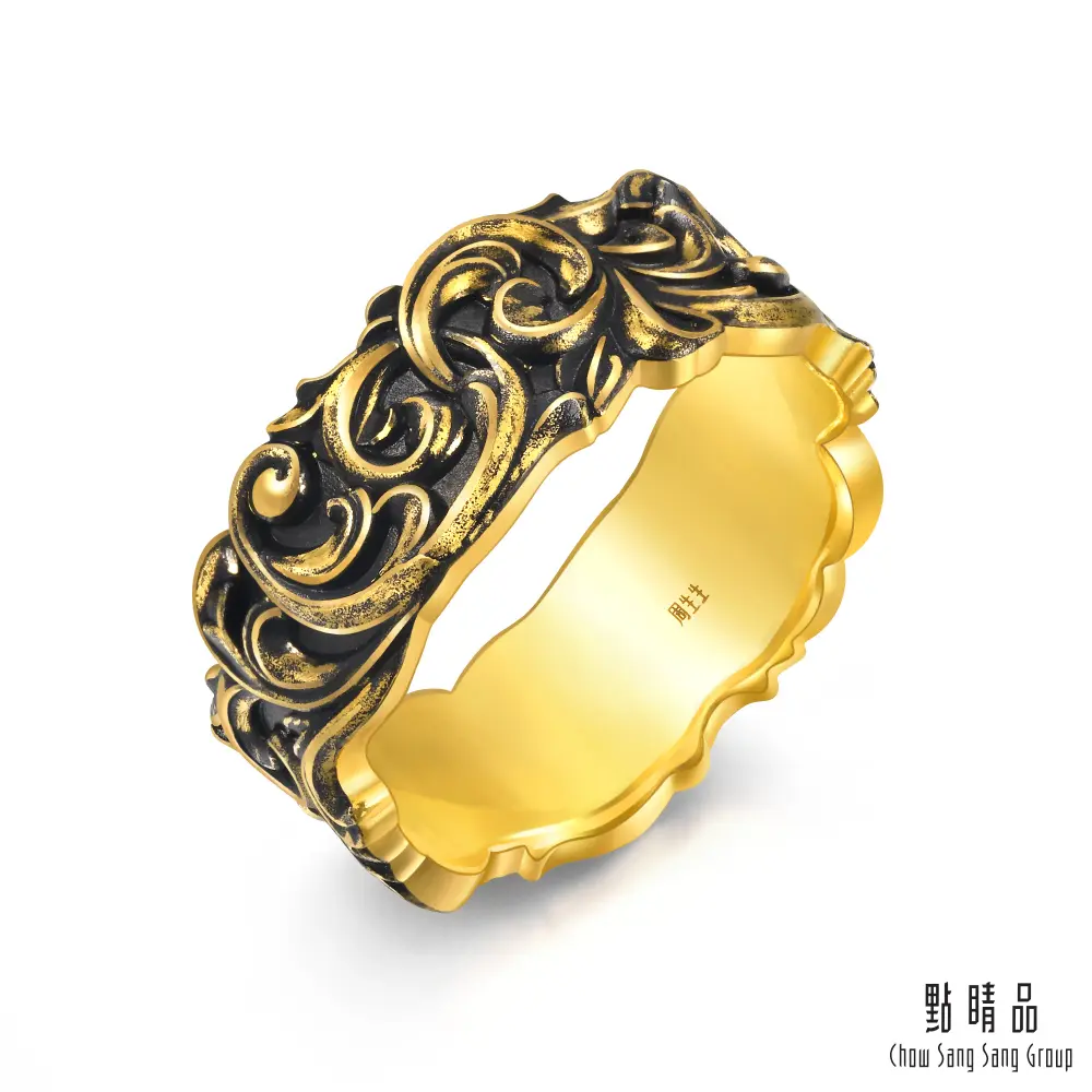 點睛品 卷草紋 黃金戒指 _計價黃金(港圍19號)
